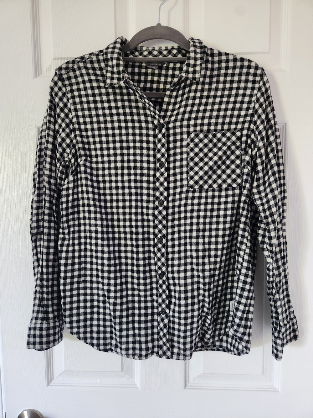 Eddie Bauer Black & White Gingham Button-Front Shirt